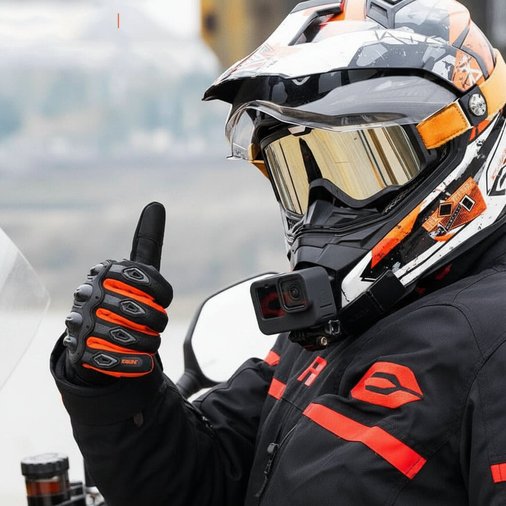THERMOGRIP Moto Gloves - Waterproof winter motorbike gloves with 3-layer insulation & carbon fiber protection