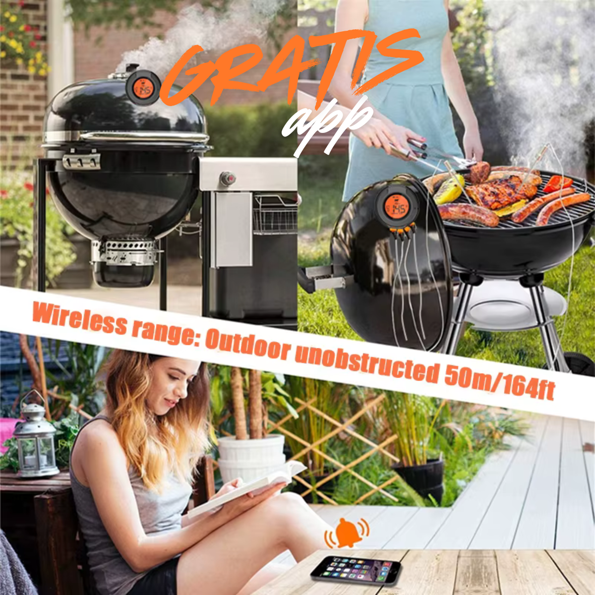 Thermomètre connecté pour barbecue avec intelligence artificielle (IA) et application mobile