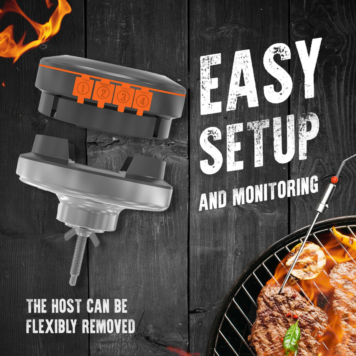 Thermomètre connecté pour barbecue avec intelligence artificielle (IA) et application mobile