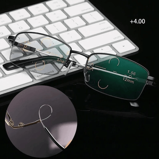 Titanium Progressive Distance and Near Vision Dual-Use Reading Glasses