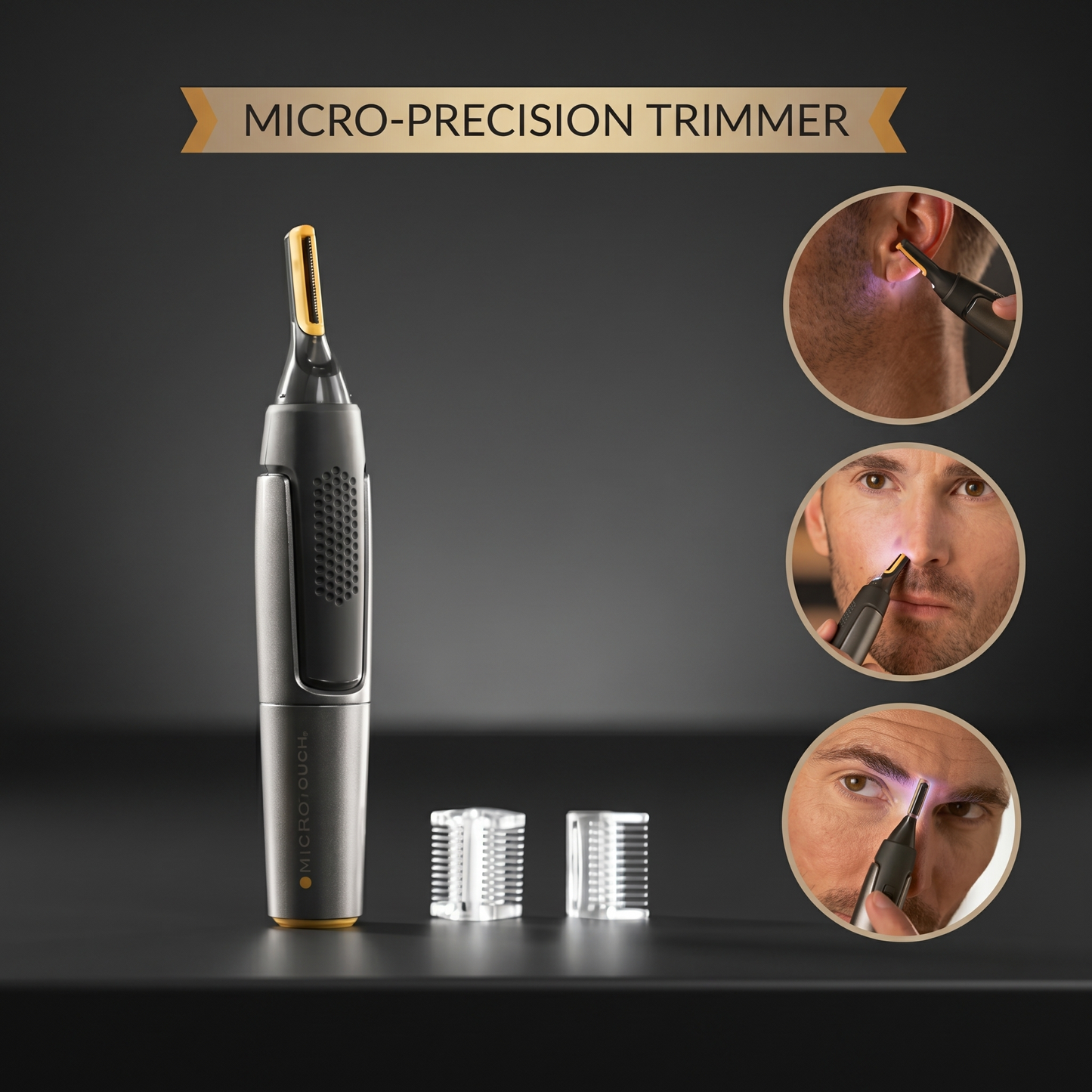 Tondeuse de précision ultra-fine pour poils de nez avec lames micro-vibrantes et design ergonomique pour un retrait sûr des poils
