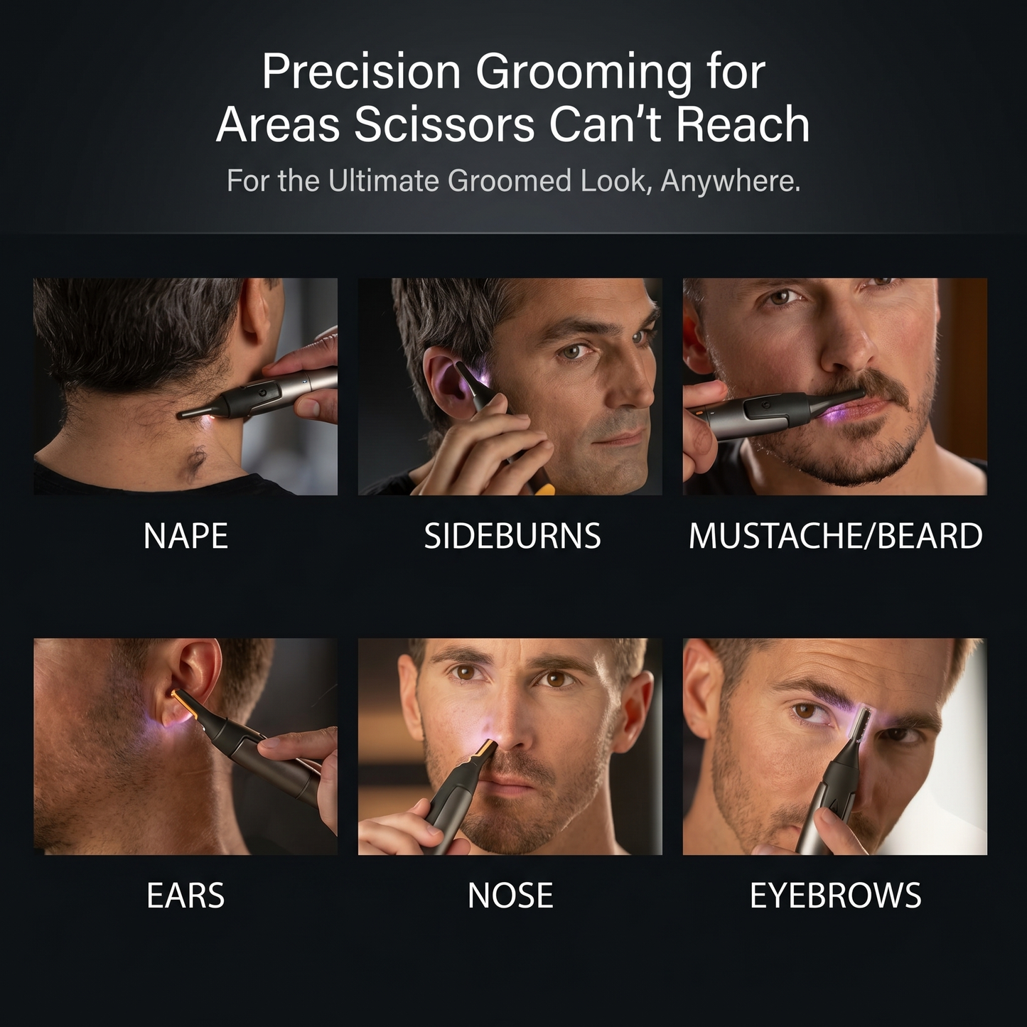 Tondeuse de précision ultra-fine pour poils de nez avec lames micro-vibrantes et design ergonomique pour un retrait sûr des poils