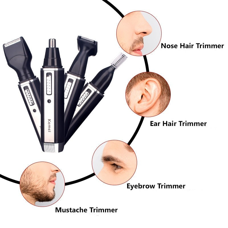 Tondeuse électrique rechargeable cheveux et barbe 4 en 1