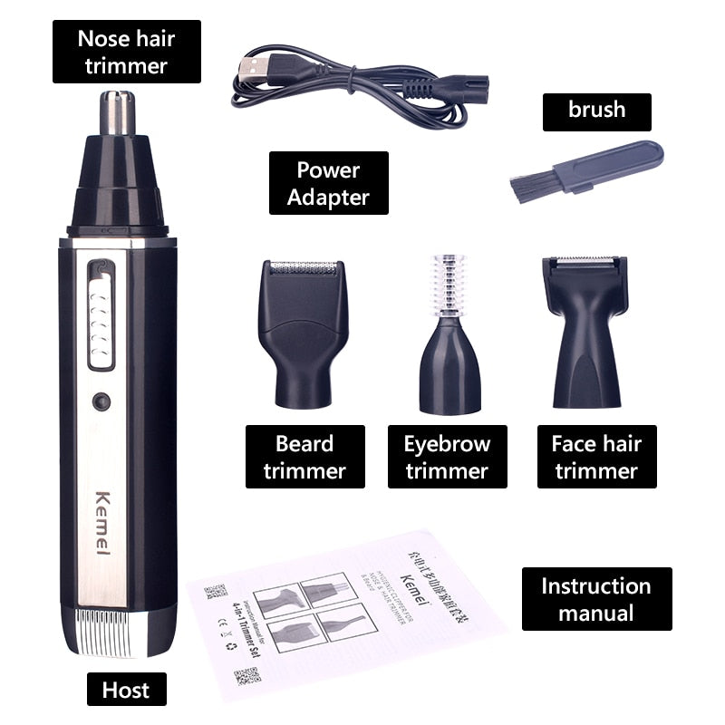 Tondeuse électrique rechargeable cheveux et barbe 4 en 1