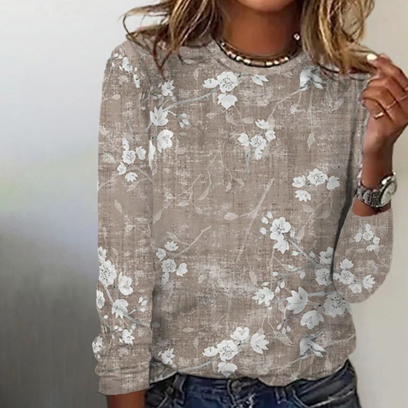 Top à manches longues et imprimé floral pour femme