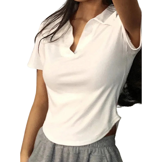 Top femme manches courtes col V