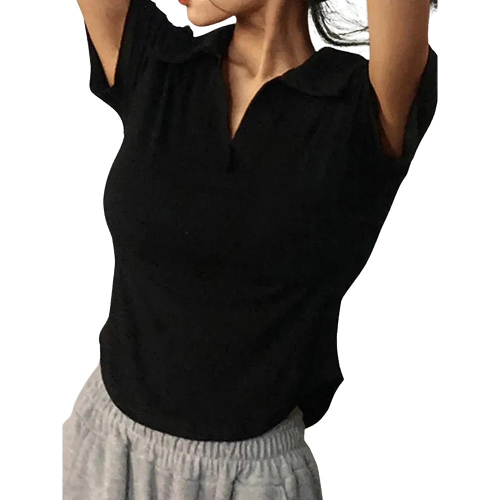 Top femme manches courtes col V
