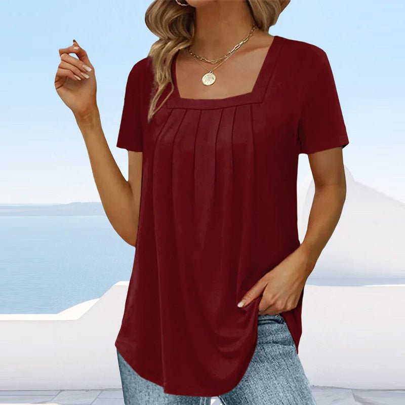 Top pour femme avec plis et encolure carrée
