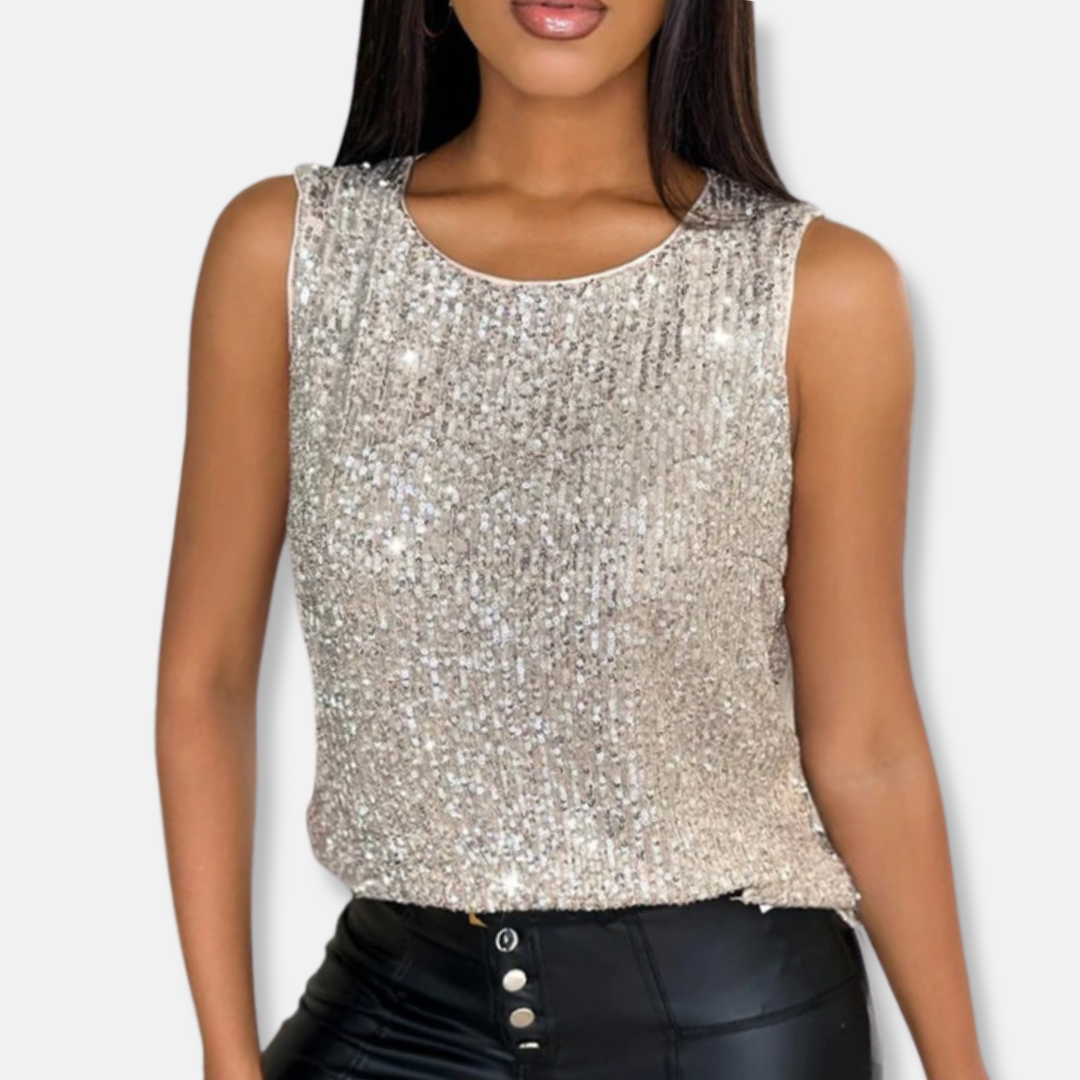 Top sans manches à sequins pour femme