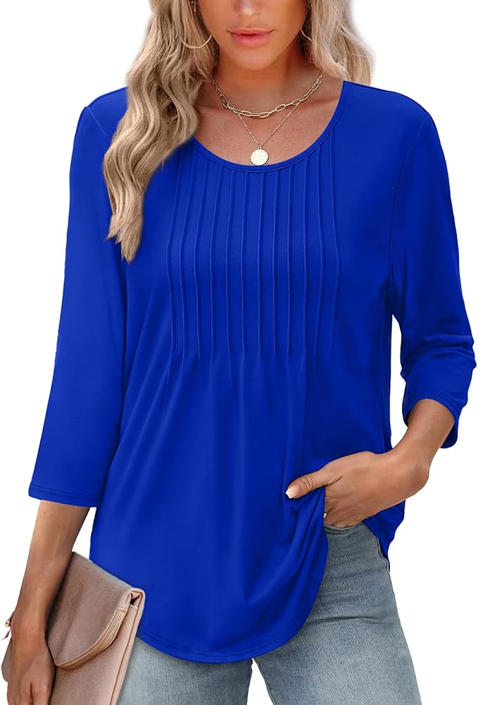 Top structuré pour femme à manches 3/4 - Blouse confortable pour le bureau et les loisirs
