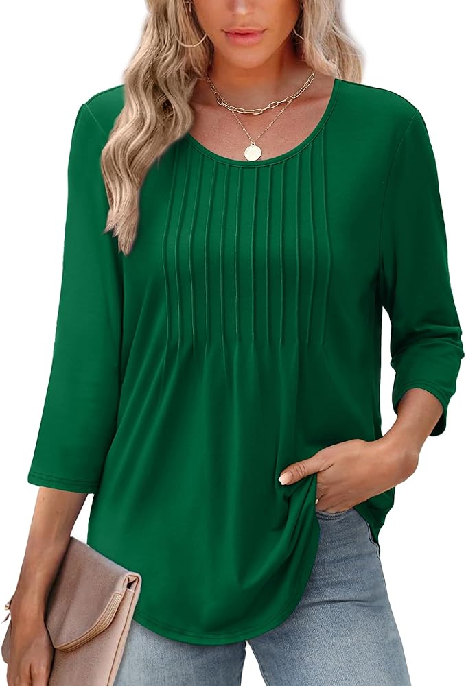 Top structuré pour femme à manches 3/4 - Blouse confortable pour le bureau et les loisirs