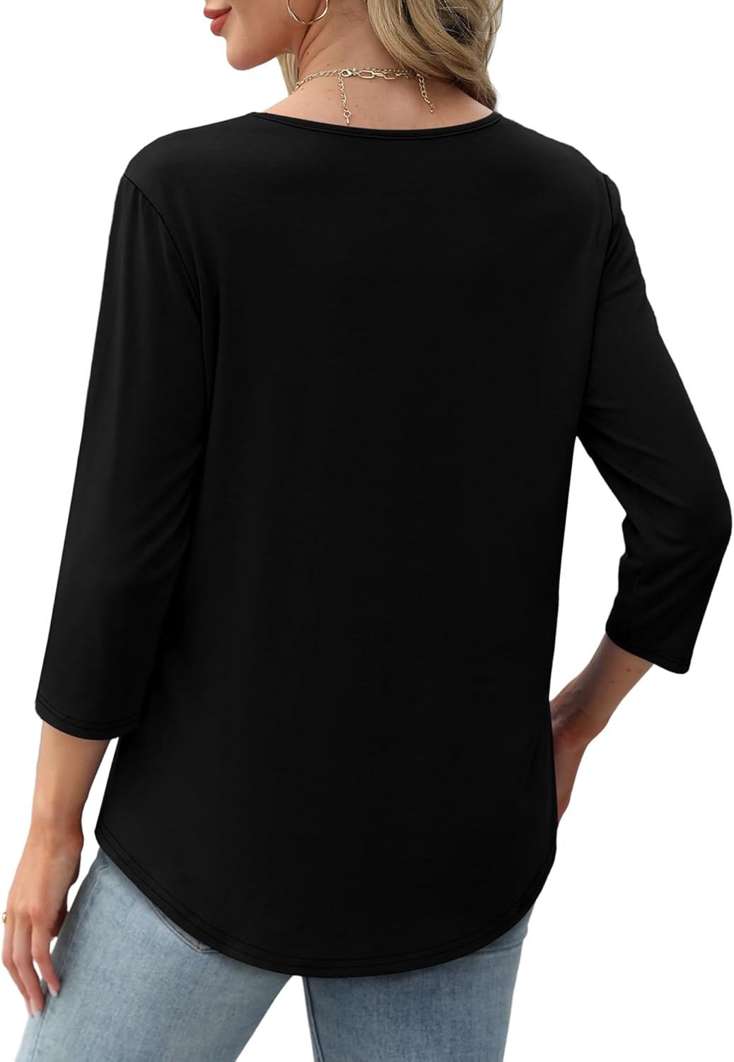 Top structuré pour femme à manches 3/4 - Blouse confortable pour le bureau et les loisirs