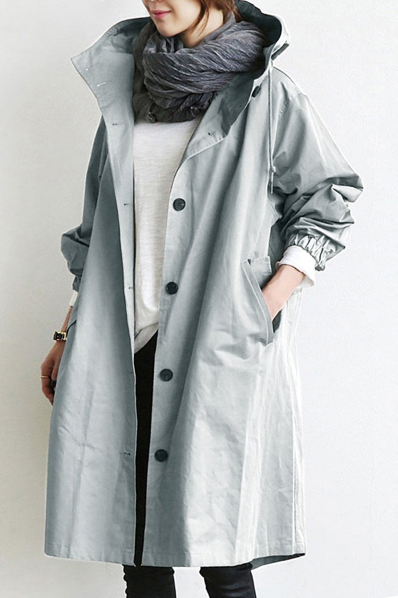 Trench imperméable à capuche - Élégant et chaud