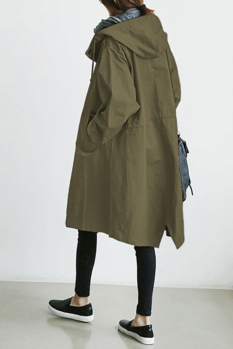 Trench imperméable à capuche - Élégant et chaud