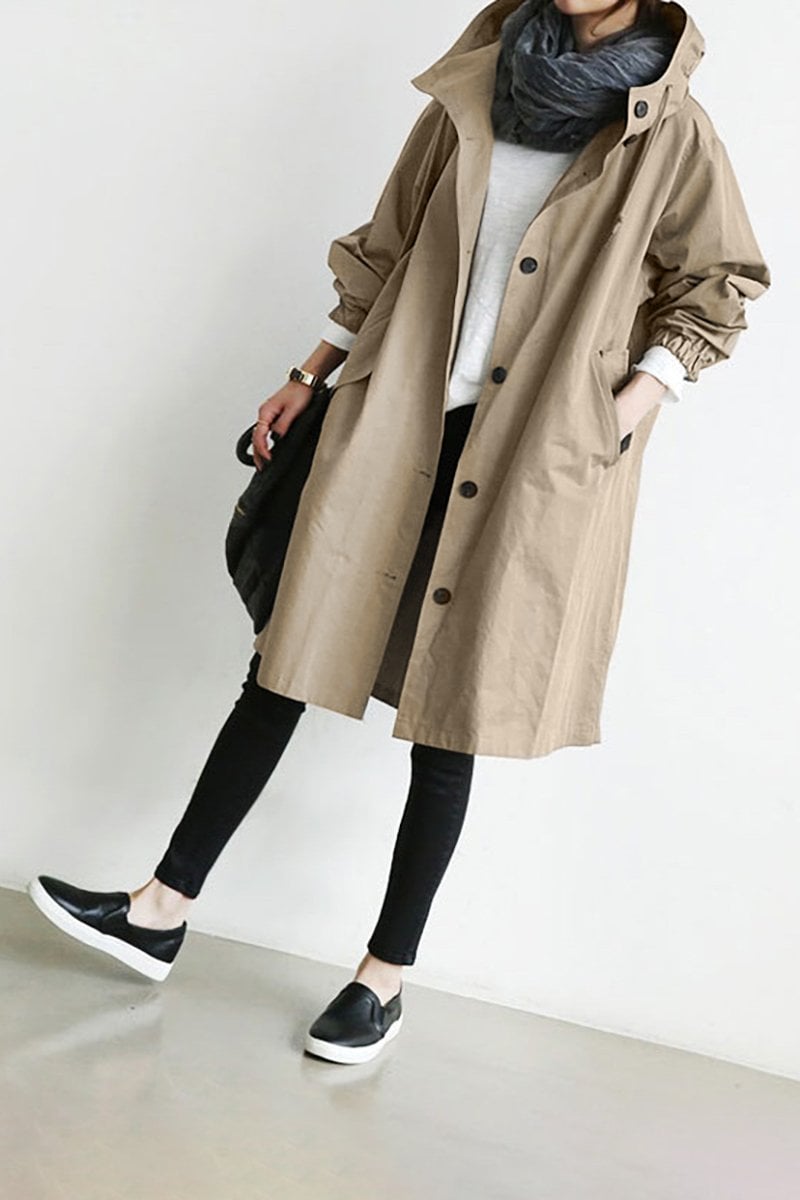 Trench imperméable à capuche - Élégant et chaud