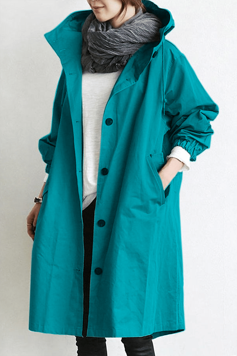 Trench imperméable à capuche - Élégant et chaud