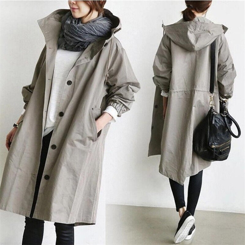 Trench imperméable à capuche - Élégant et chaud