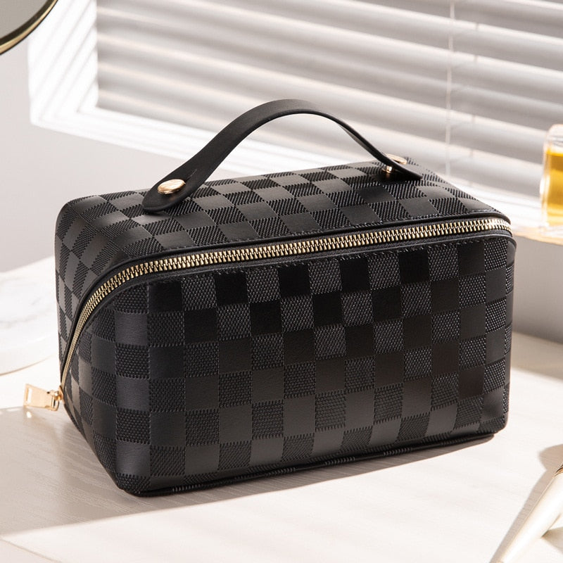 Trousse de maquillage à carreaux de luxe