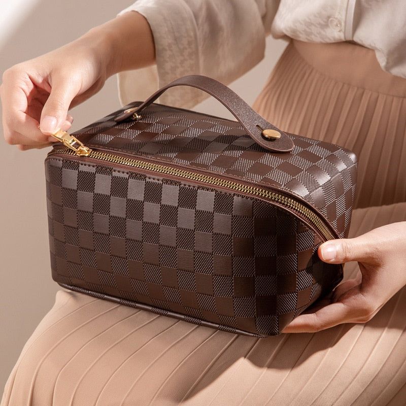 Trousse de maquillage à carreaux de luxe