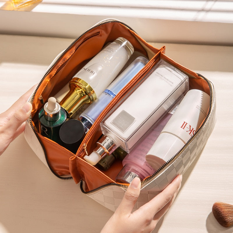 Trousse de maquillage à carreaux de luxe