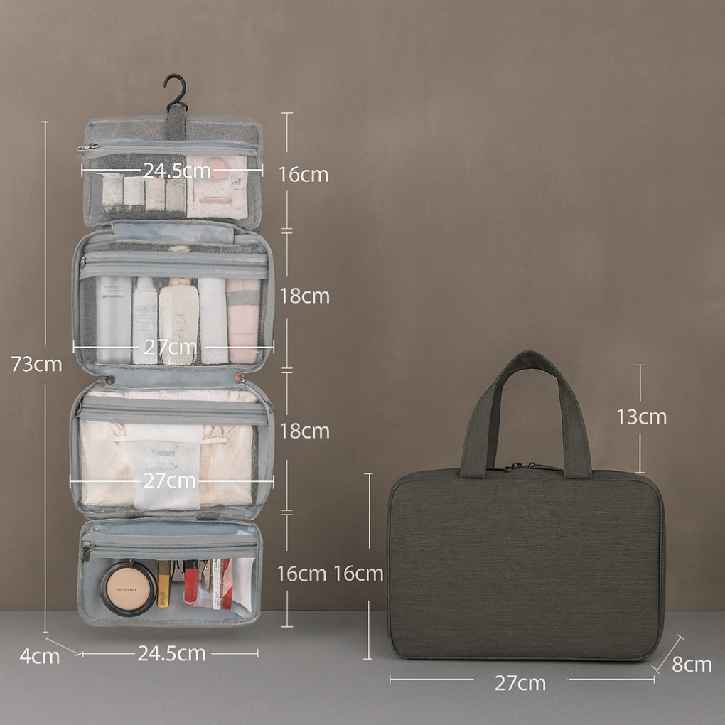 Trousse de toilette suspendue à plusieurs compartiments