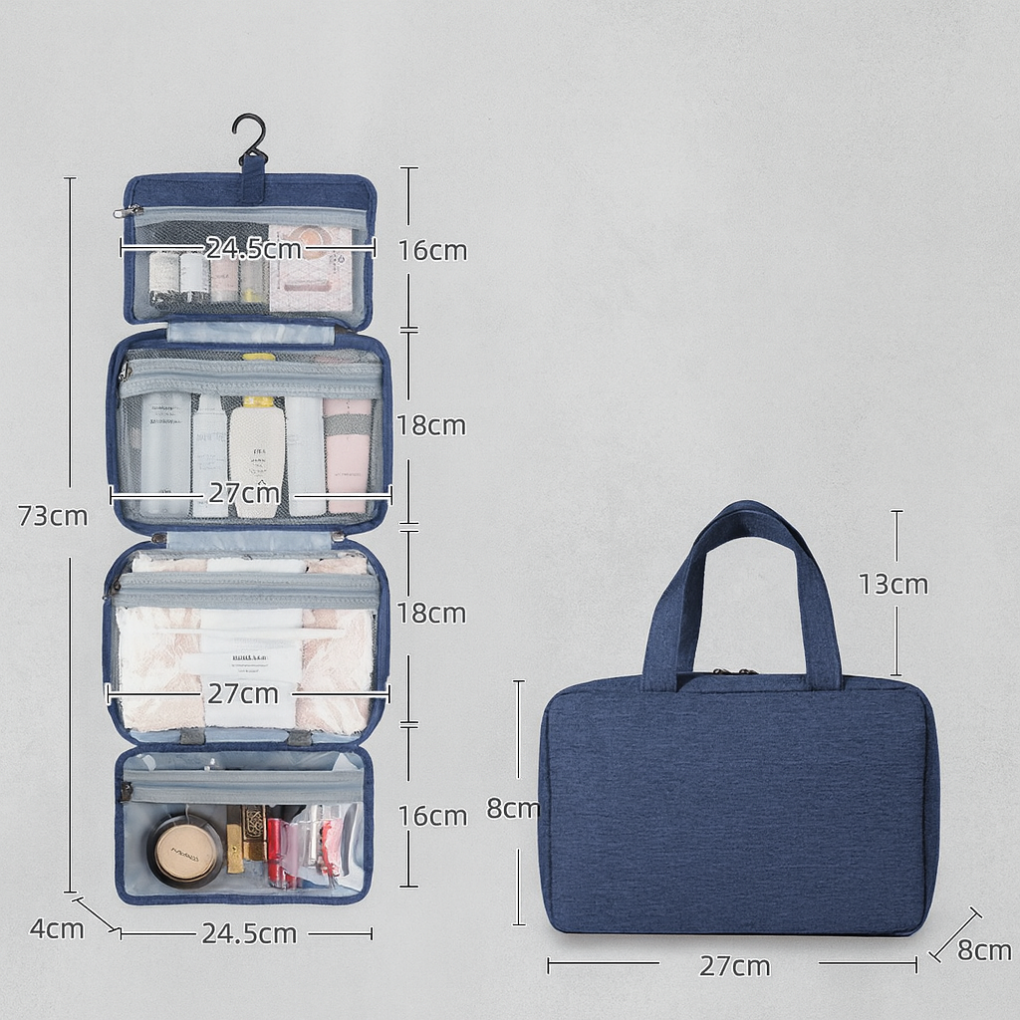 Trousse de toilette suspendue à plusieurs compartiments