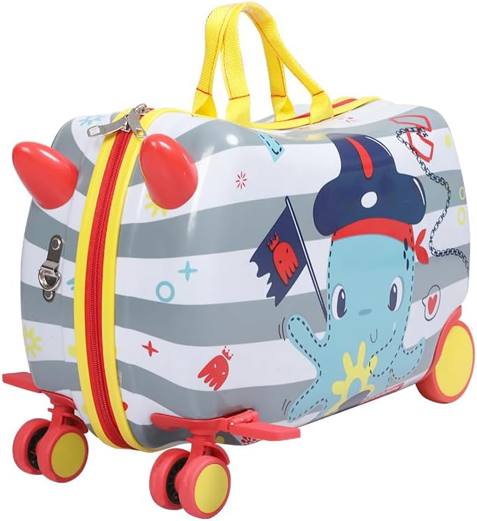 Valise enfant 2 en 1 ride-on avec roues 360°