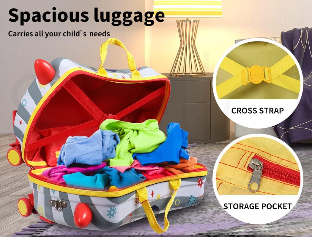 Valise enfant 2 en 1 ride-on avec roues 360°
