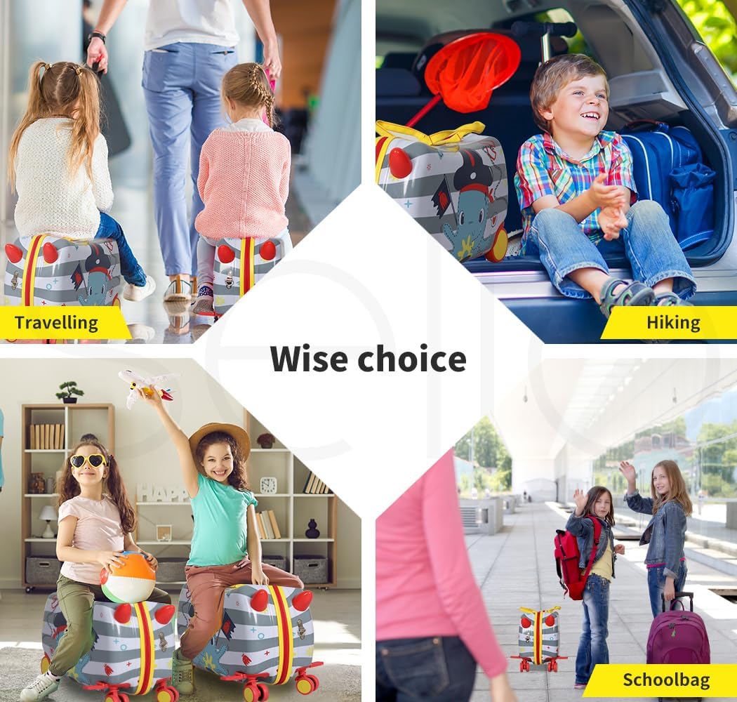 Valise enfant 2 en 1 ride-on avec roues 360°