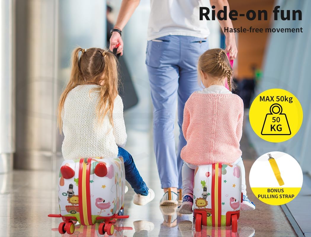 Valise enfant 2 en 1 ride-on avec roues 360°