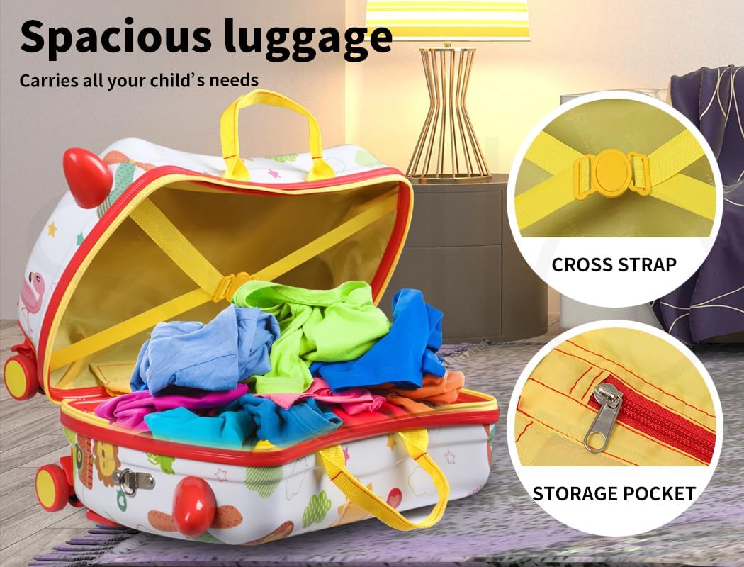 Valise enfant 2 en 1 ride-on avec roues 360°