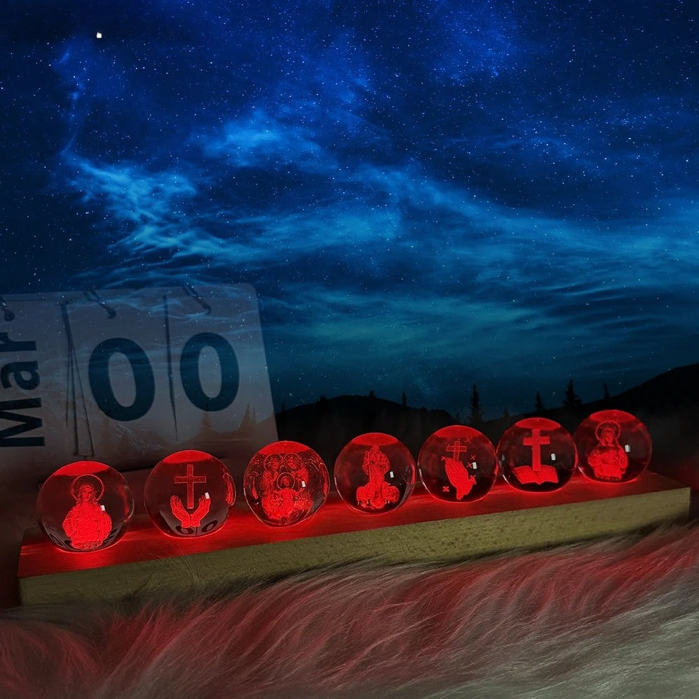 Veilleuse 3D avec cristal, décoration chrétienne pour la maison