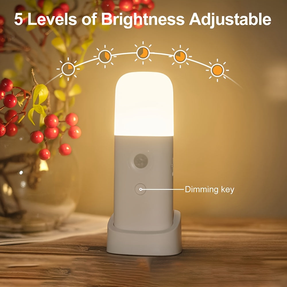 Veilleuse LED avec capteur de mouvement, rechargeable USB et luminosité ajustable pour chambres et couloirs