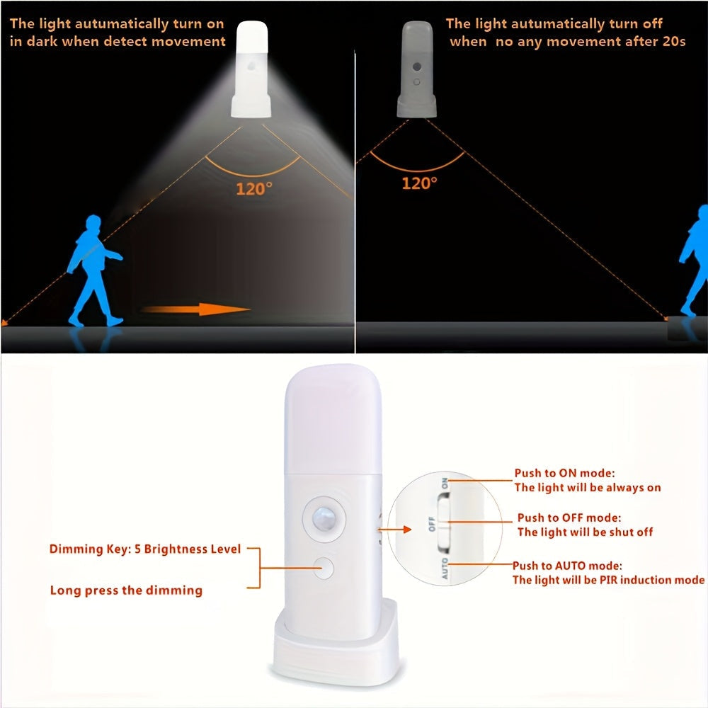Veilleuse LED avec capteur de mouvement, rechargeable USB et luminosité ajustable pour chambres et couloirs