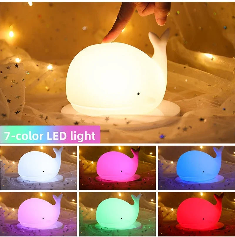 Veilleuse mignonne en forme de baleine avec changement de couleur