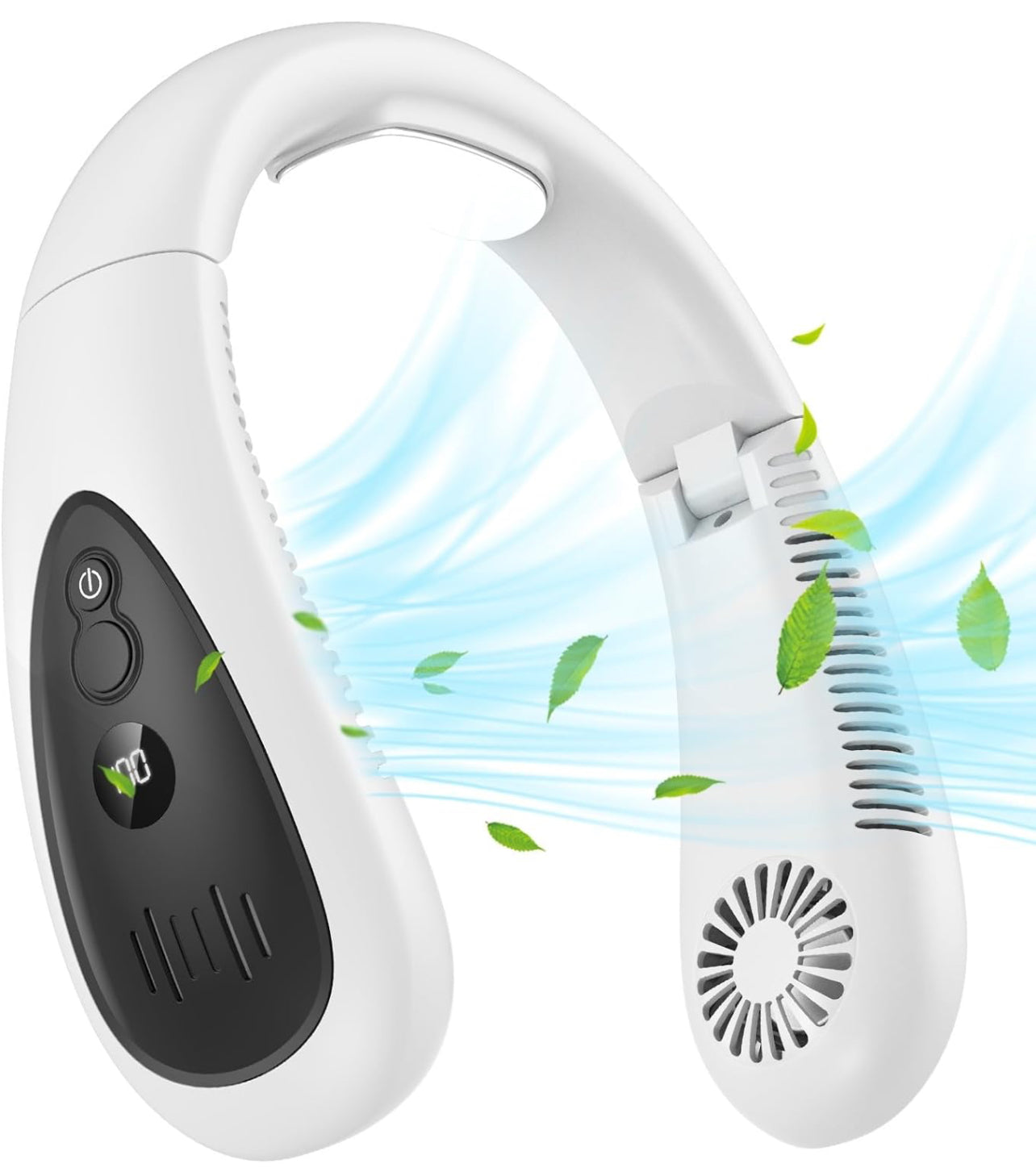 Ventilateur de cou portable sans pales, petit ventilateur individuel portable et pliable avec flux d'air frais à 360°, réglage à 3 vitesses, silencieux, rechargeable par USB avec batterie 4000 mAh, ne s'emmêle pas dans les cheveux