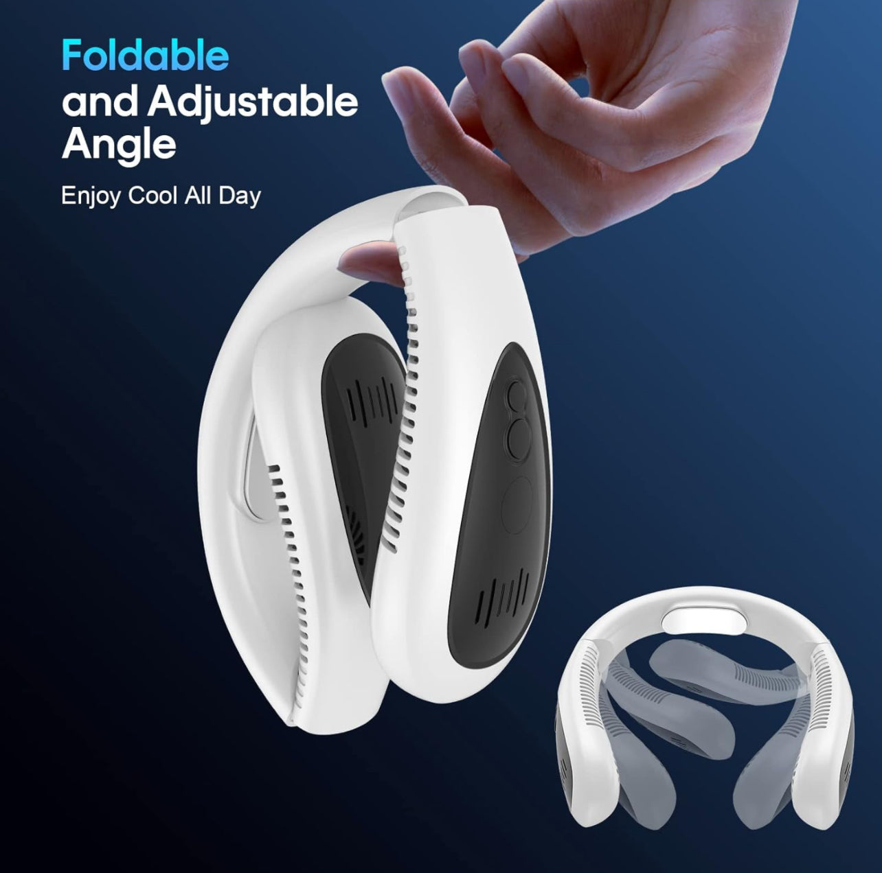 Ventilateur de cou portable sans pales, petit ventilateur individuel portable et pliable avec flux d'air frais à 360°, réglage à 3 vitesses, silencieux, rechargeable par USB avec batterie 4000 mAh, ne s'emmêle pas dans les cheveux