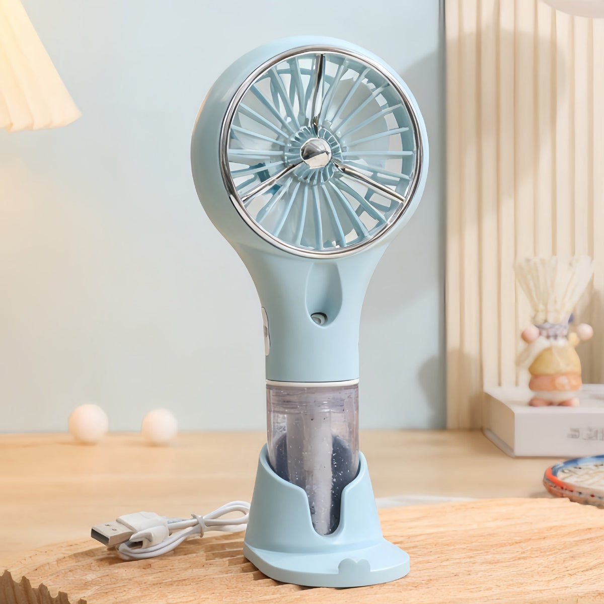 Ventilateur de main brumisateur portable et ergonomique avec rechargement USB unisexe