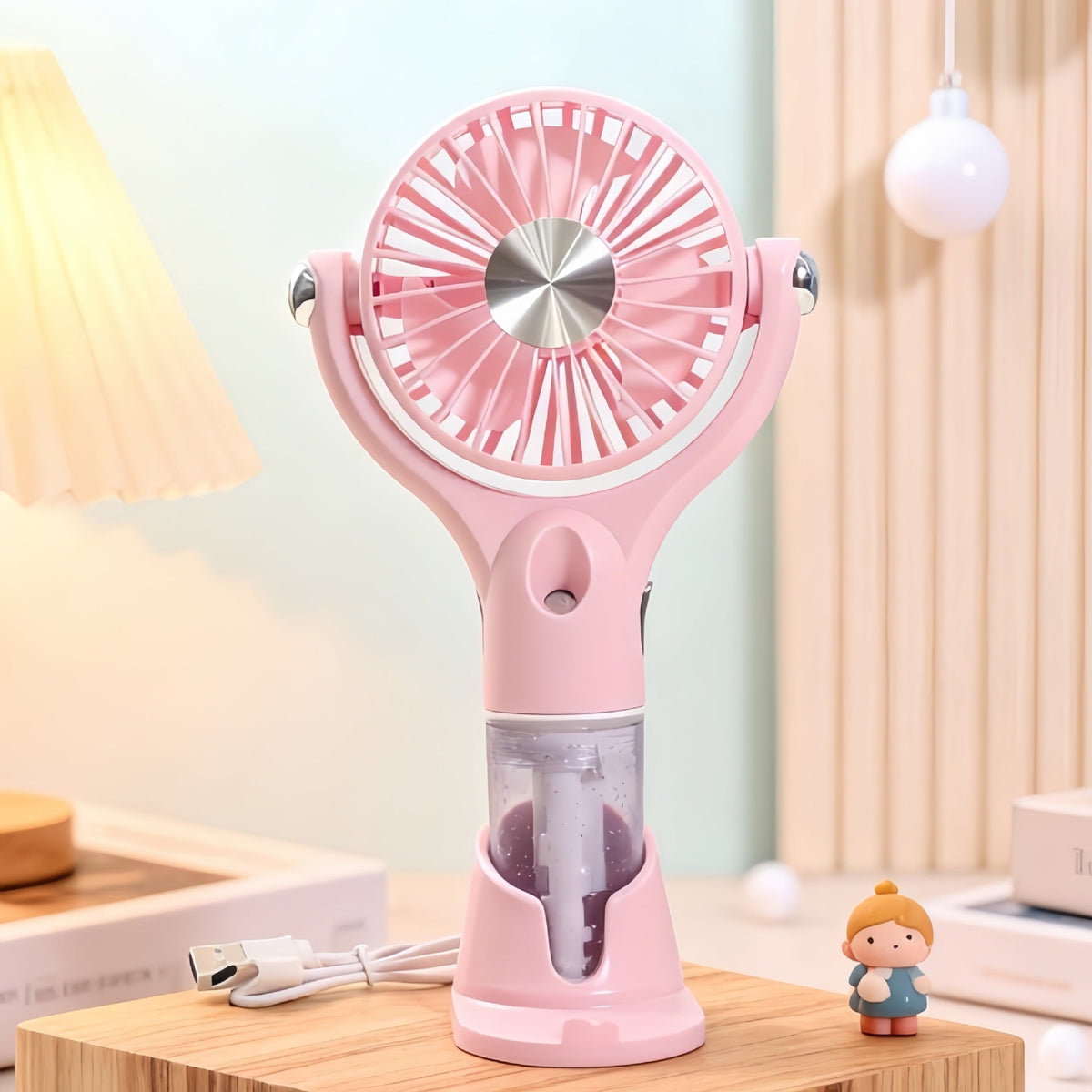 Ventilateur de main brumisateur portable et ergonomique avec rechargement USB unisexe