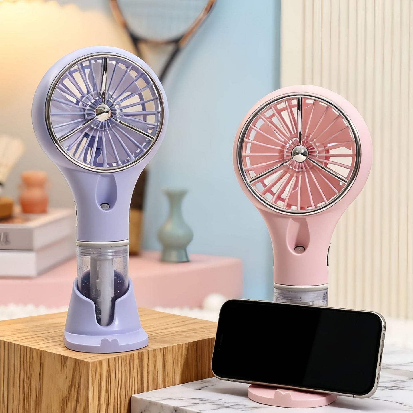 Ventilateur de main brumisateur portable et ergonomique avec rechargement USB unisexe