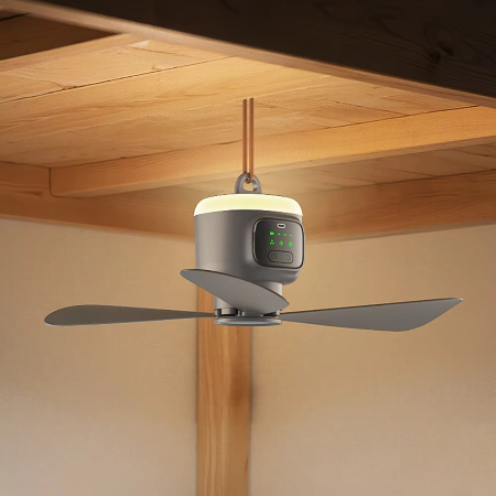 Ventilateur de plafond d'extérieur rechargeable 12000 mAh avec éclairage LED