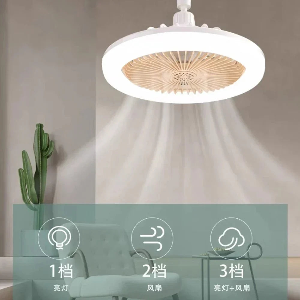 Ventilateur de plafond LED avec lampe E27 pour salon et chambre à coucher