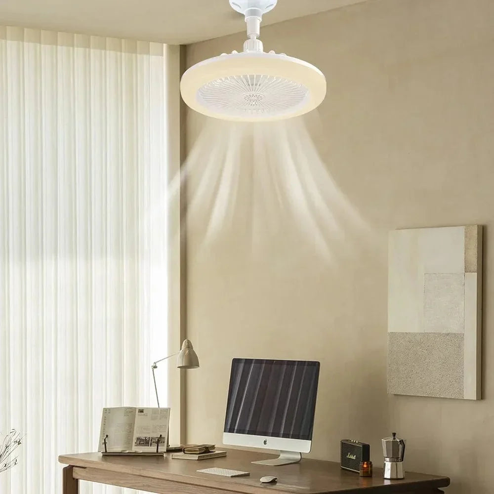 Ventilateur de plafond LED avec lampe E27 pour salon et chambre à coucher