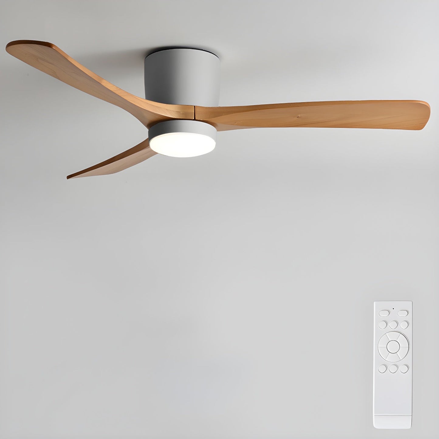 Ventilateur de plafond nordique en bois avec éclairage LED et télécommande
