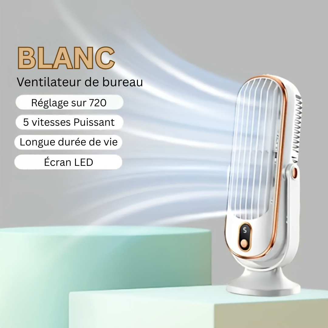 Ventilateur portable à double moteur et rotation à 720°