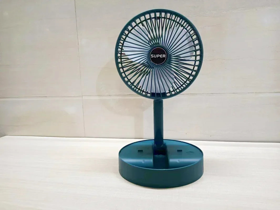 Ventilateur sur pied portable 6 pouces | Pliable, télescopique et USB | Batterie rechargeable | 3 vitesses, ultra silencieux, hauteur réglable