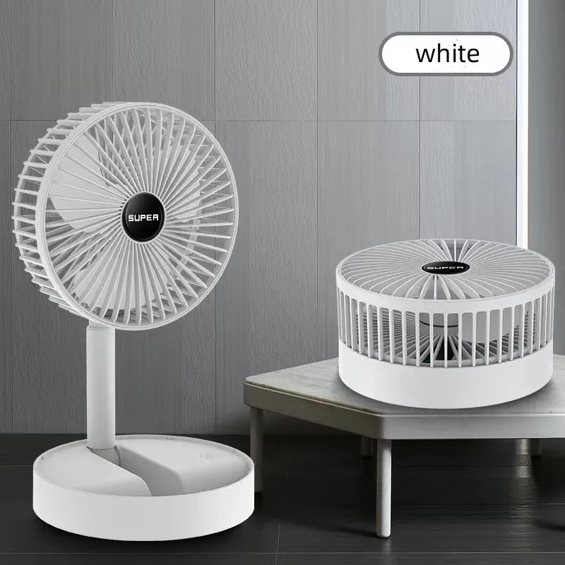 Ventilateur sur pied portable 6 pouces | Pliable, télescopique et USB | Batterie rechargeable | 3 vitesses, ultra silencieux, hauteur réglable