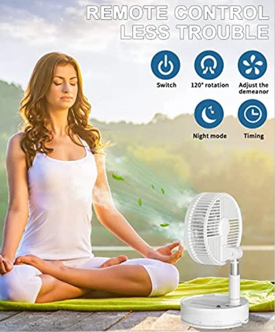 Ventilateur sur pied portable 6 pouces | Pliable, télescopique et USB | Batterie rechargeable | 3 vitesses, ultra silencieux, hauteur réglable