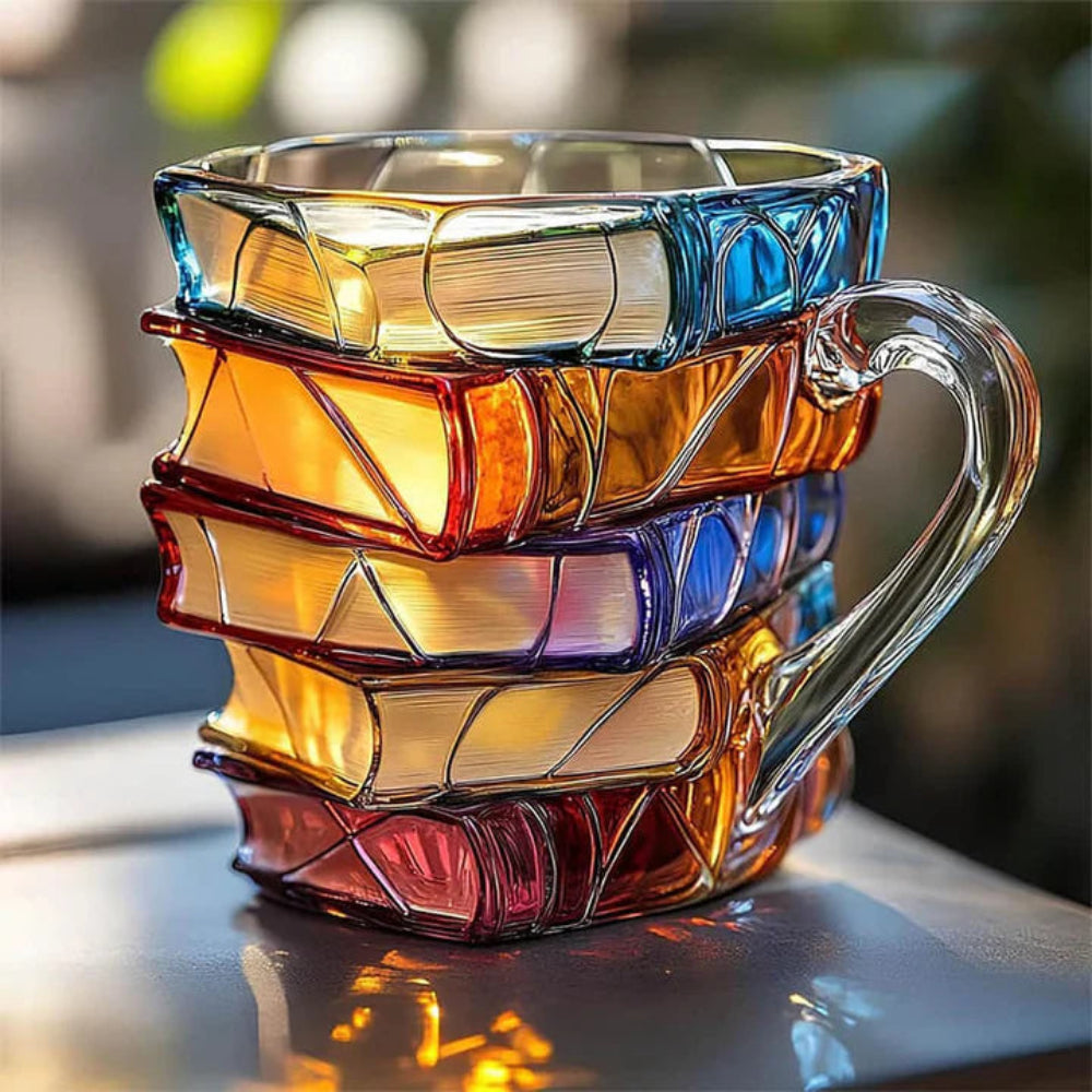 Verre 3D en forme de pile de livres