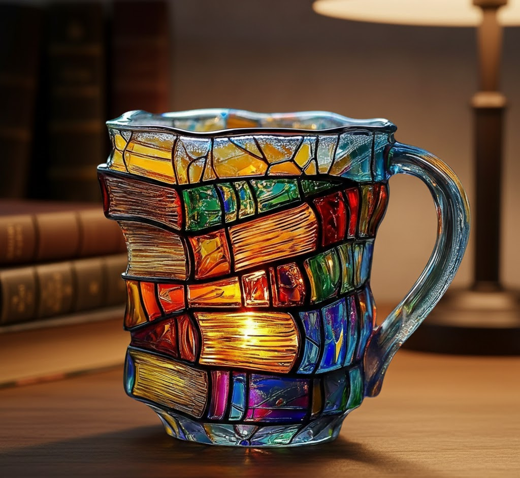 Verre 3D en forme de pile de livres